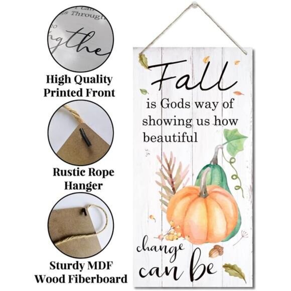 Rustic Hanging Fall Wood Sign- 'Fall is God's Way of Showing Us Beautiful Change - Picture 5 of 6